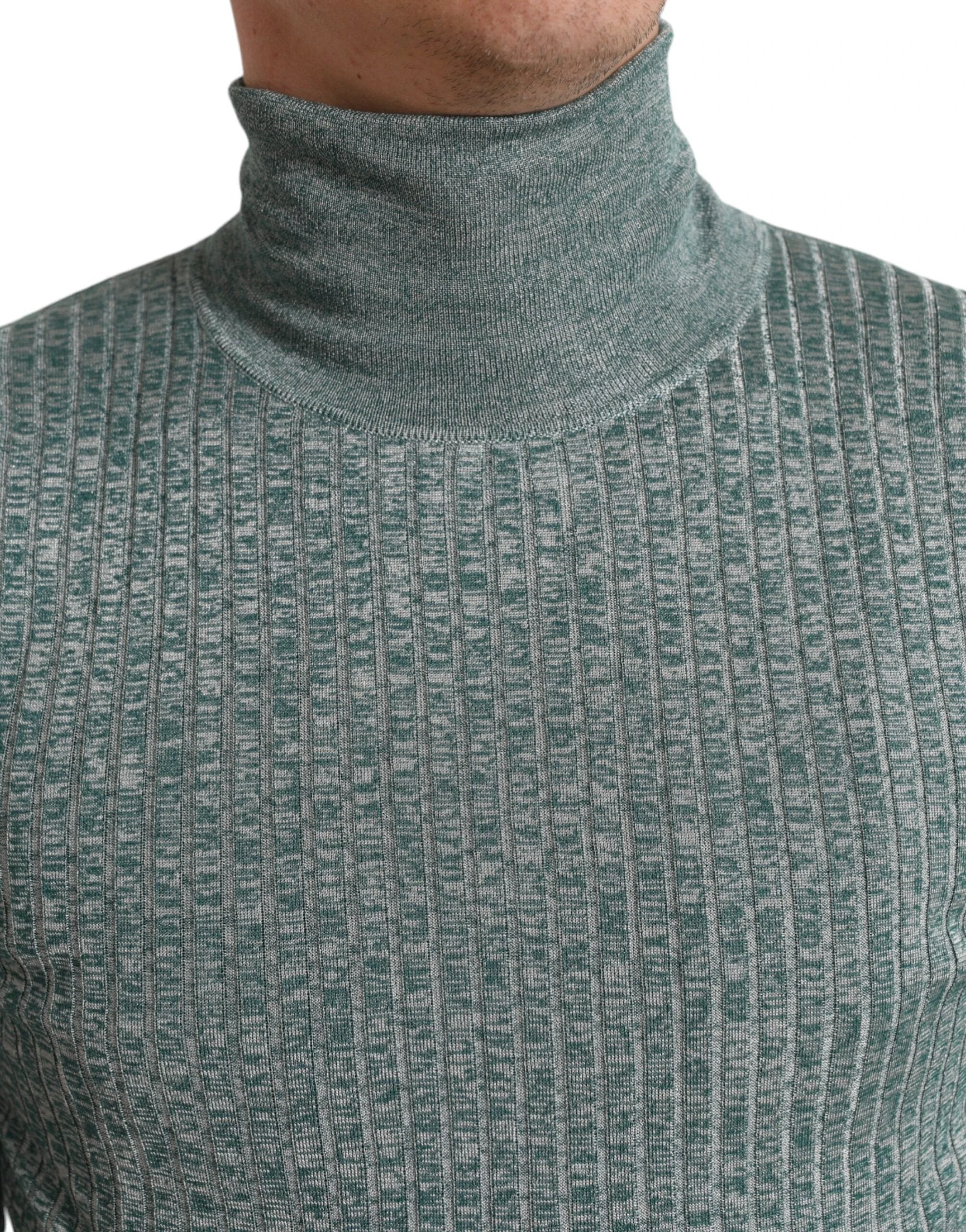 Dolce & Gabbana Green Polyester Turtleneck Pullover Sweater by Dolce & Gabbana