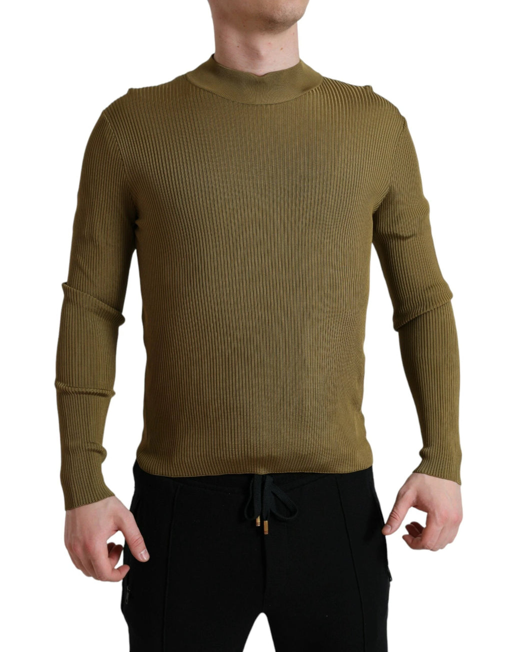 Dolce & Gabbana Army Green Viscose Crewneck Pullover Sweater by Dolce & Gabbana