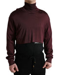 Dolce & Gabbana Maroon Viscose Turtleneck Pullover Sweater by Dolce & Gabbana