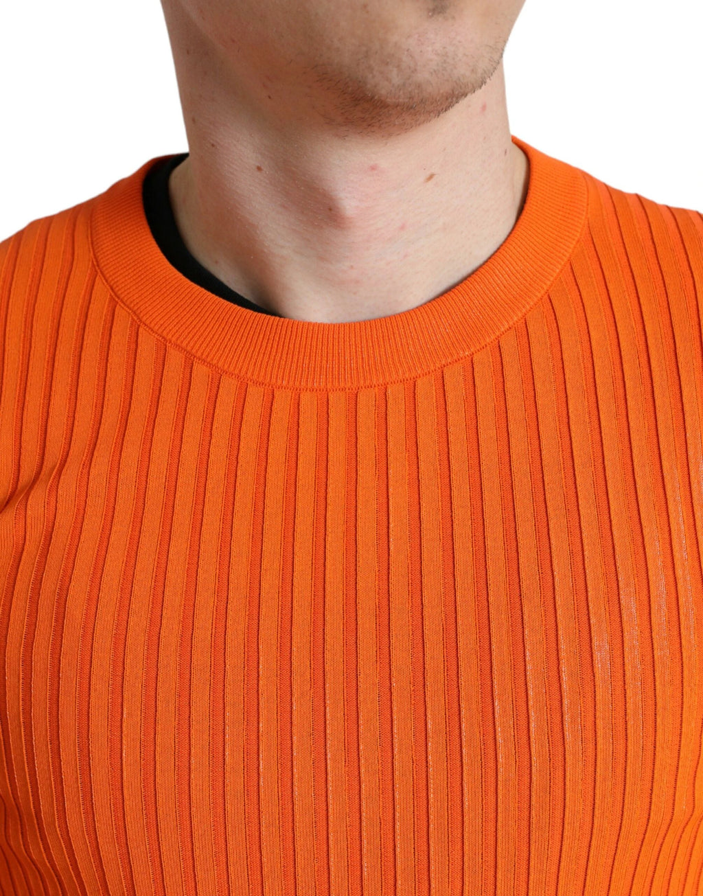 Dolce & Gabbana Orange Knitted Crewneck Men Pullover Sweater by Dolce & Gabbana