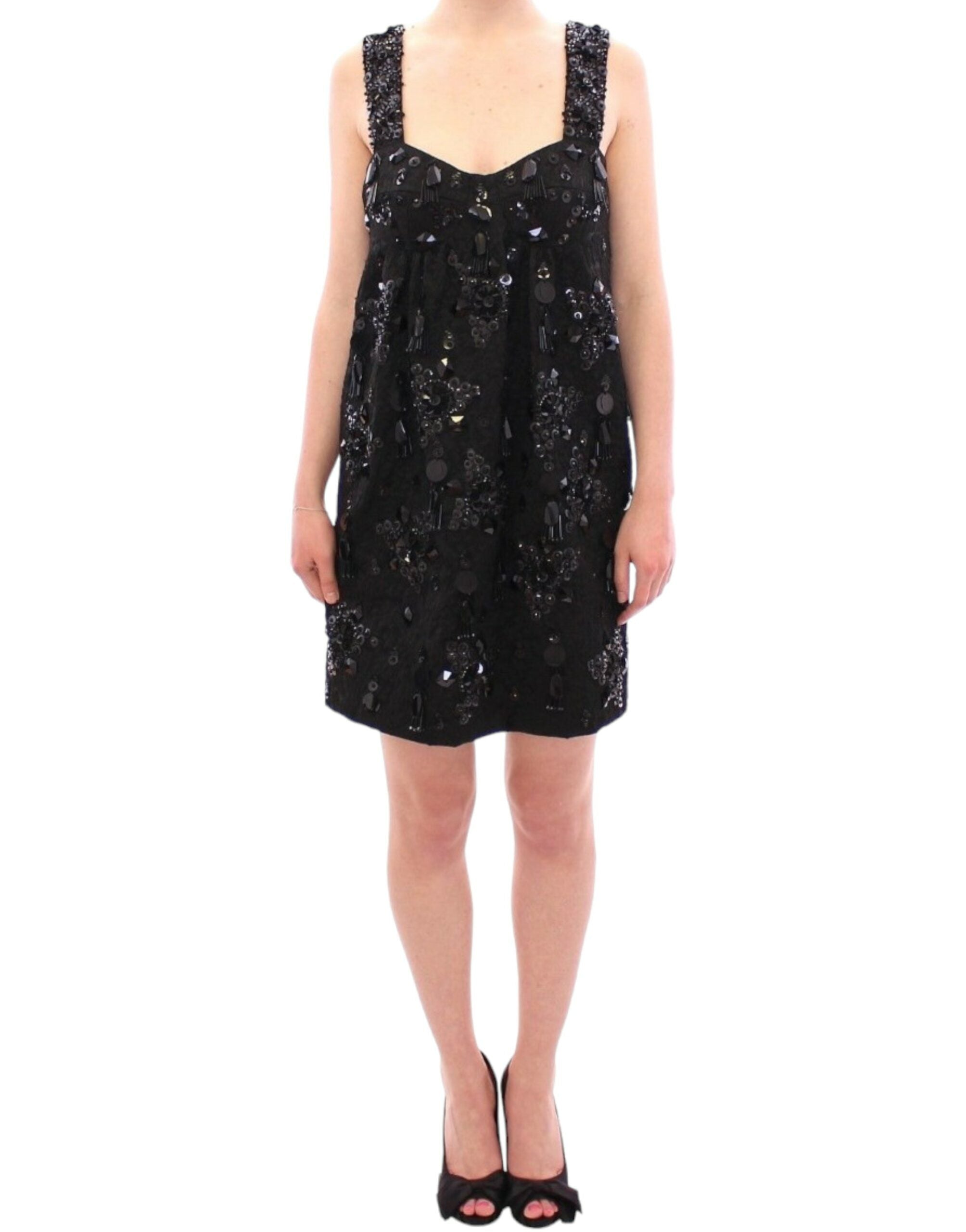 Dolce & Gabbana Black floral crystal embedded dress by Dolce & Gabbana