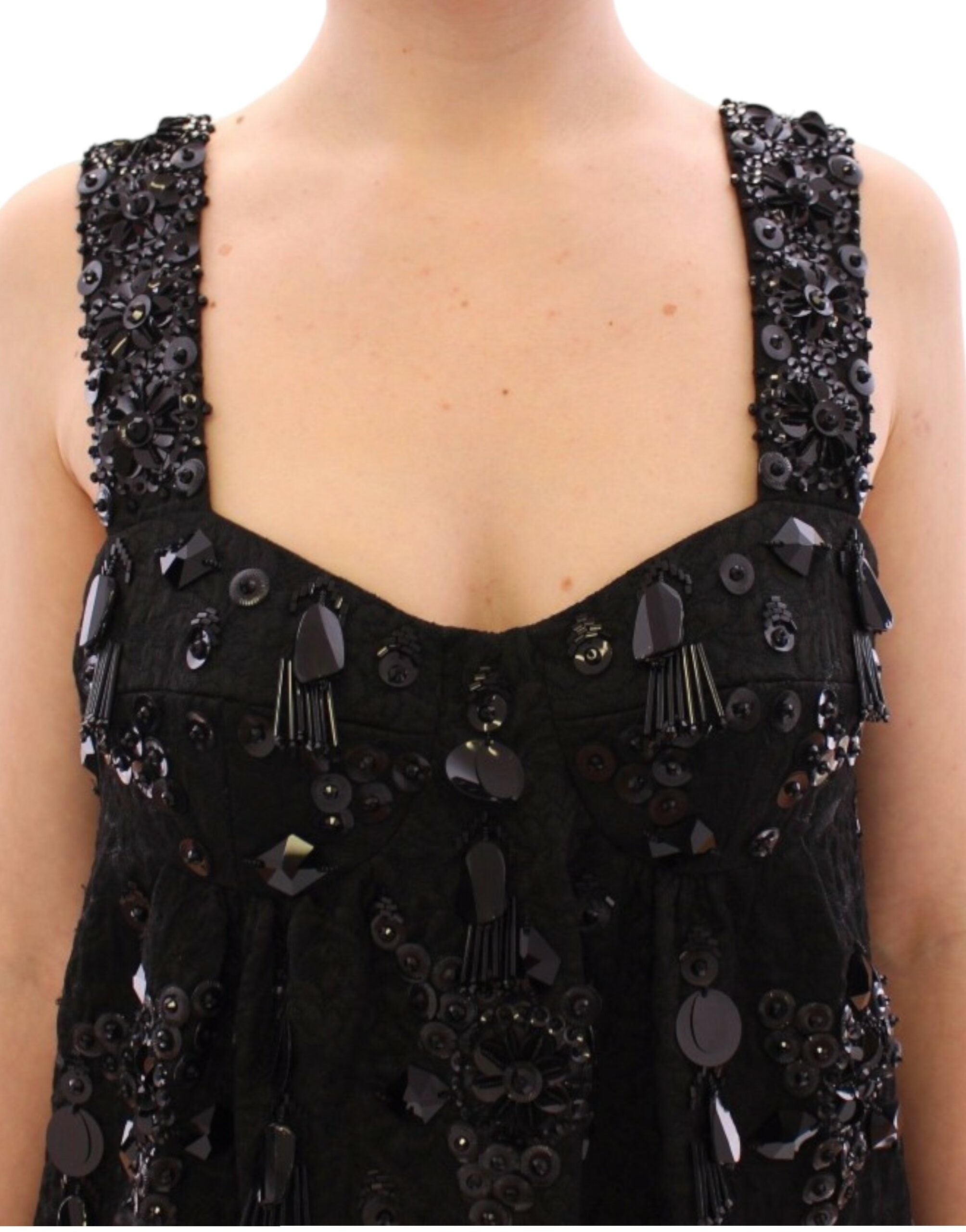 Dolce & Gabbana Black floral crystal embedded dress by Dolce & Gabbana