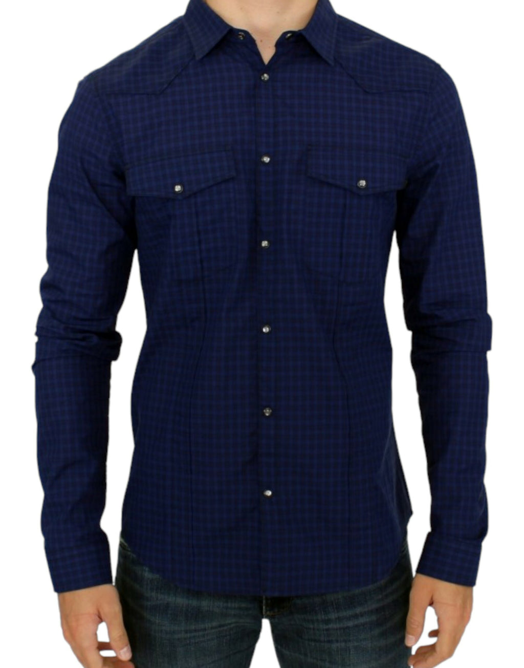 Costume National Blue checkered cotton shirt by Costume National