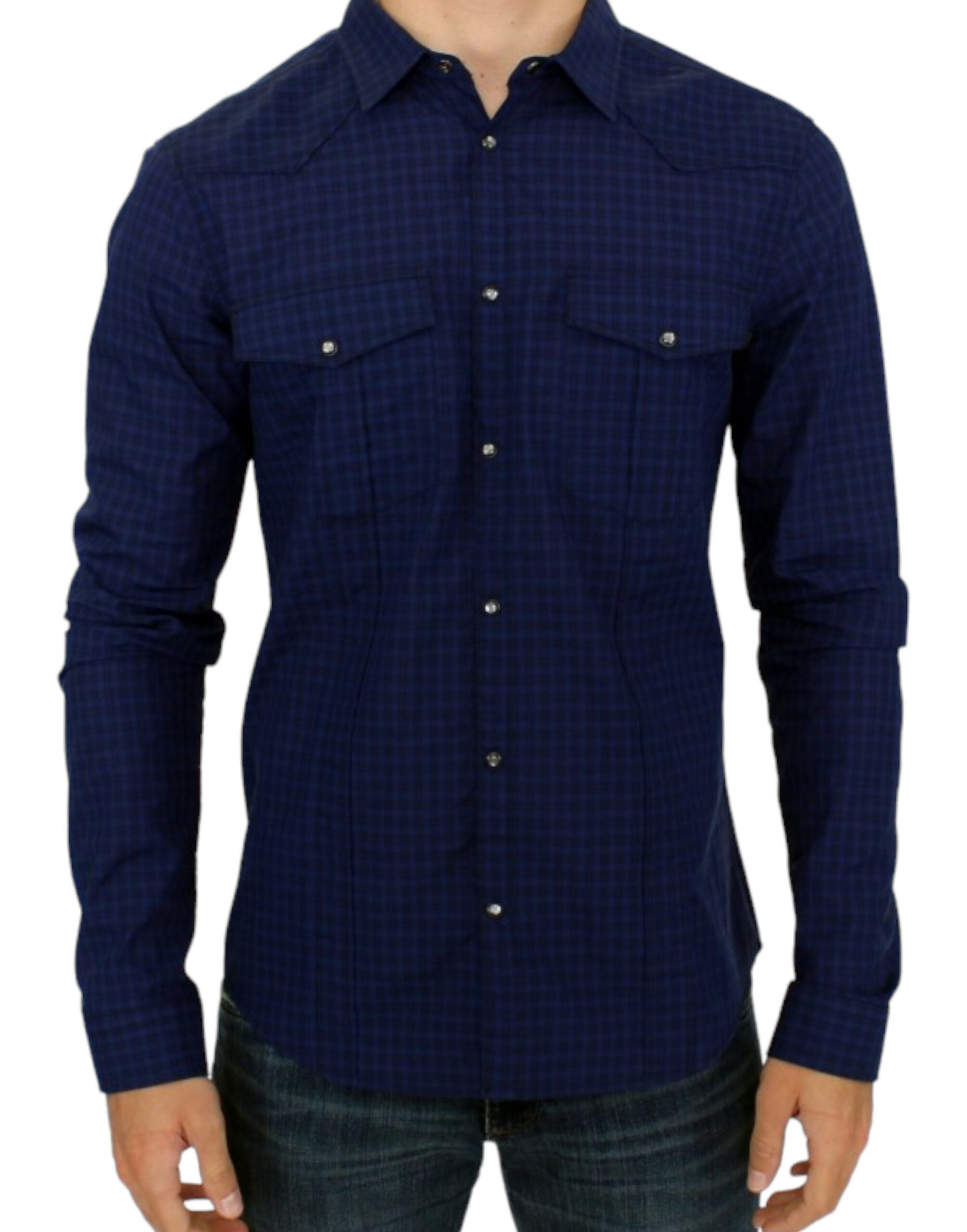 Costume National Blue checkered cotton shirt by Costume National