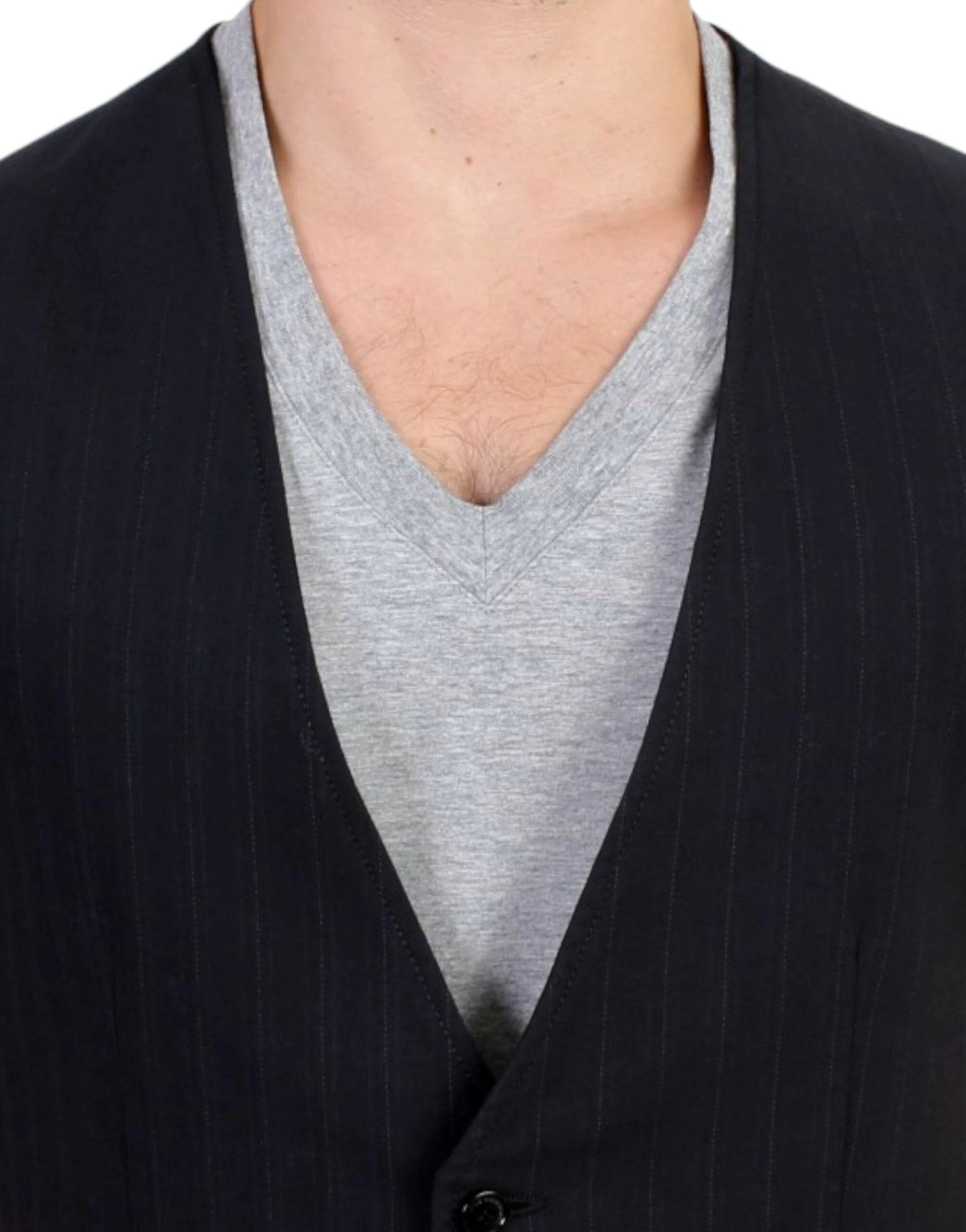 Costume National Black striped cotton casual vest by Costume National