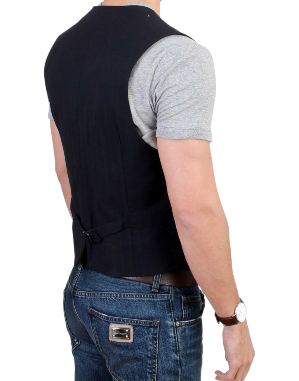 Costume National Black striped cotton casual vest by Costume National