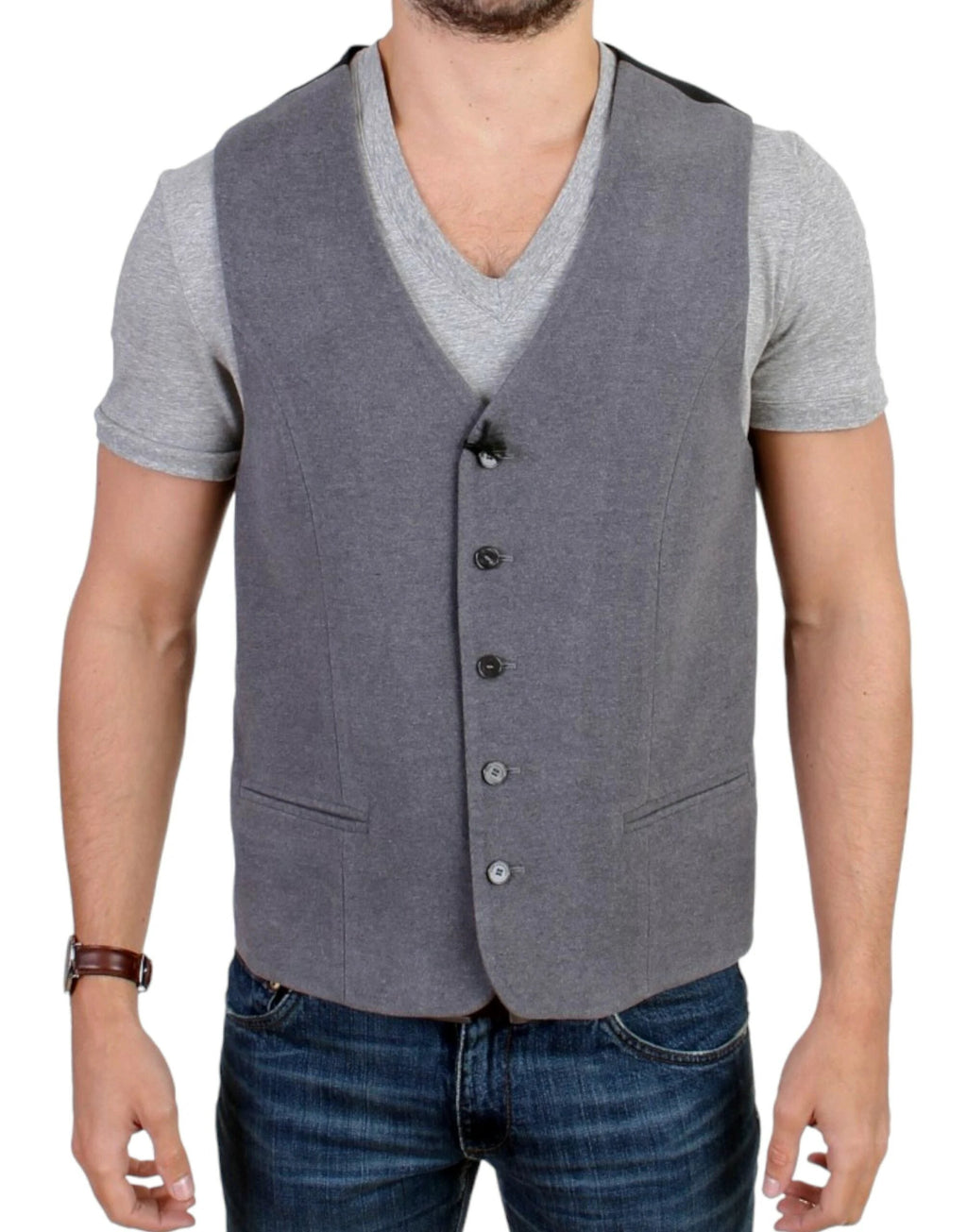 Costume National Gray cotton blend casual vest by Costume National