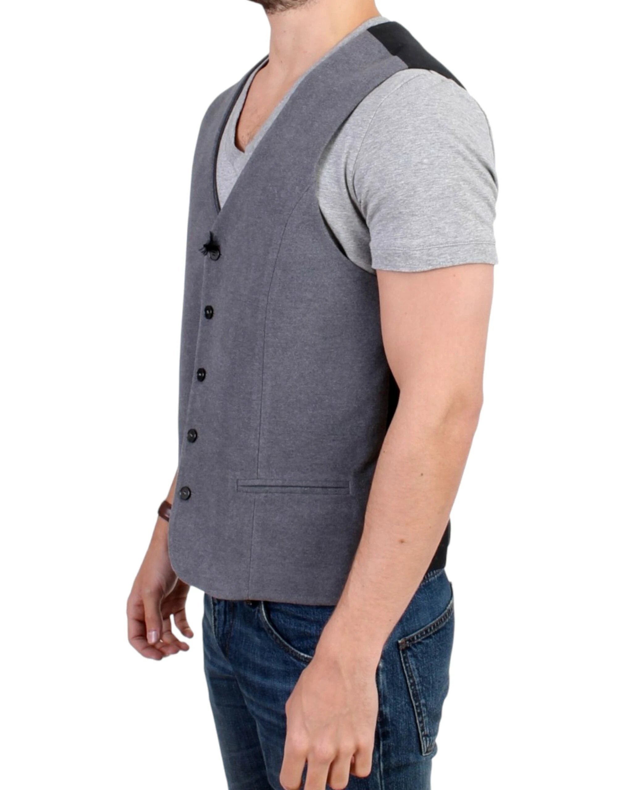 Costume National Gray cotton blend casual vest by Costume National