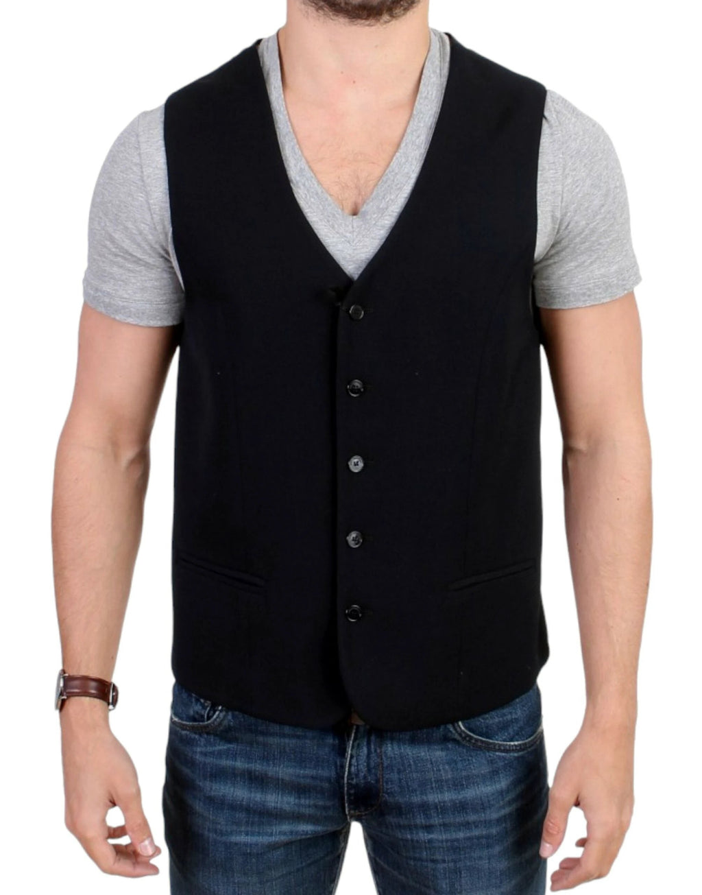 Costume National Black wool blend casual vest by Costume National