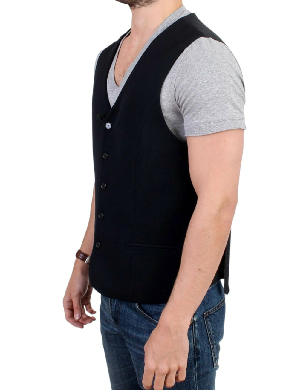 Costume National Black wool blend casual vest by Costume National