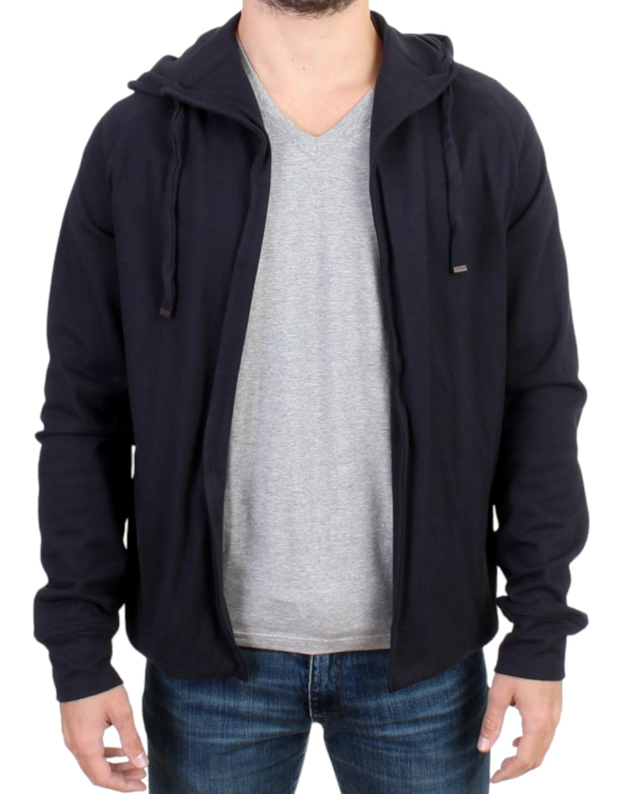 Costume National Blue hooded cotton sweater by Costume National