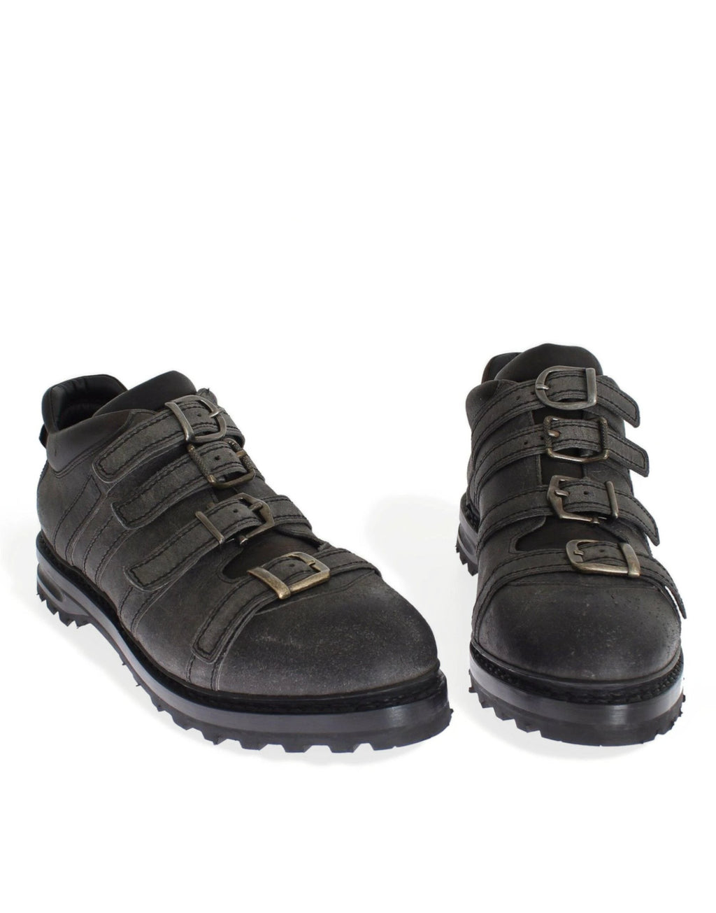Dolce & Gabbana Gray Leather Ankle Strap Shoes Boots by Dolce & Gabbana
