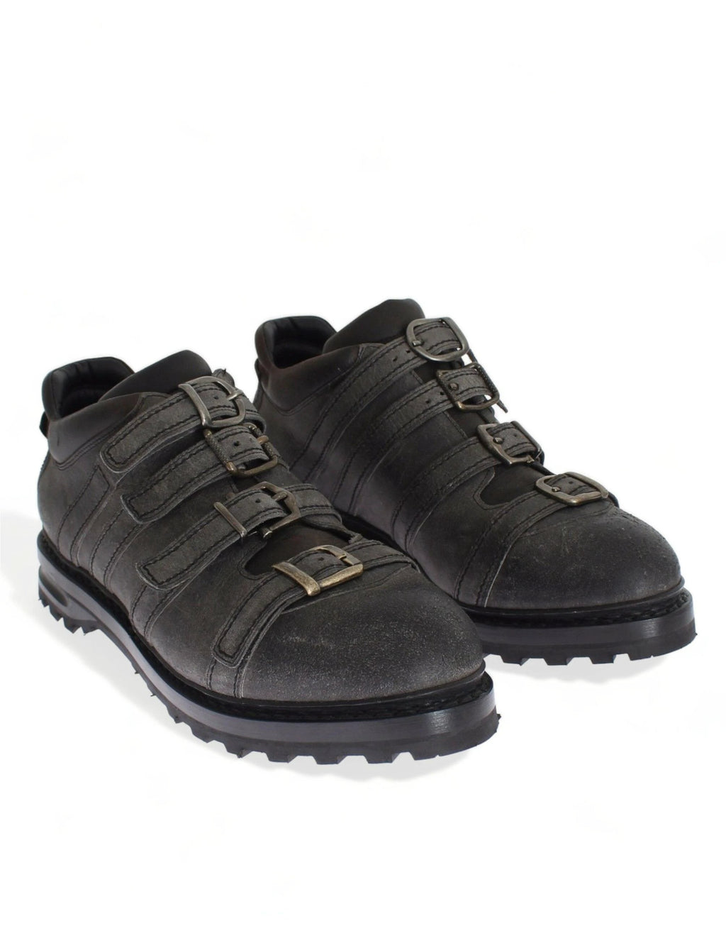 Dolce & Gabbana Gray Leather Ankle Strap Shoes Boots by Dolce & Gabbana
