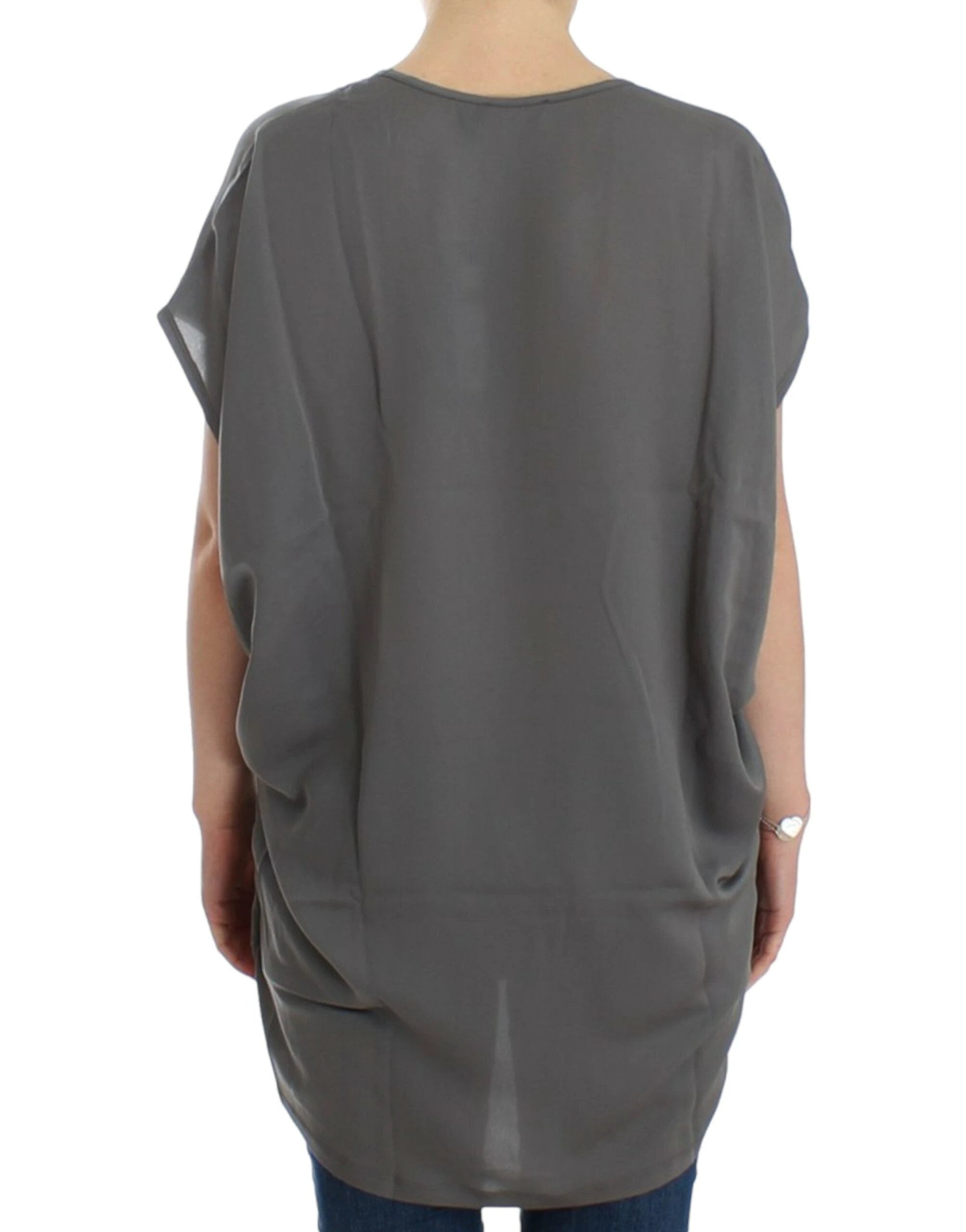 Costume National Gray V-neck long t-shirt by Costume National