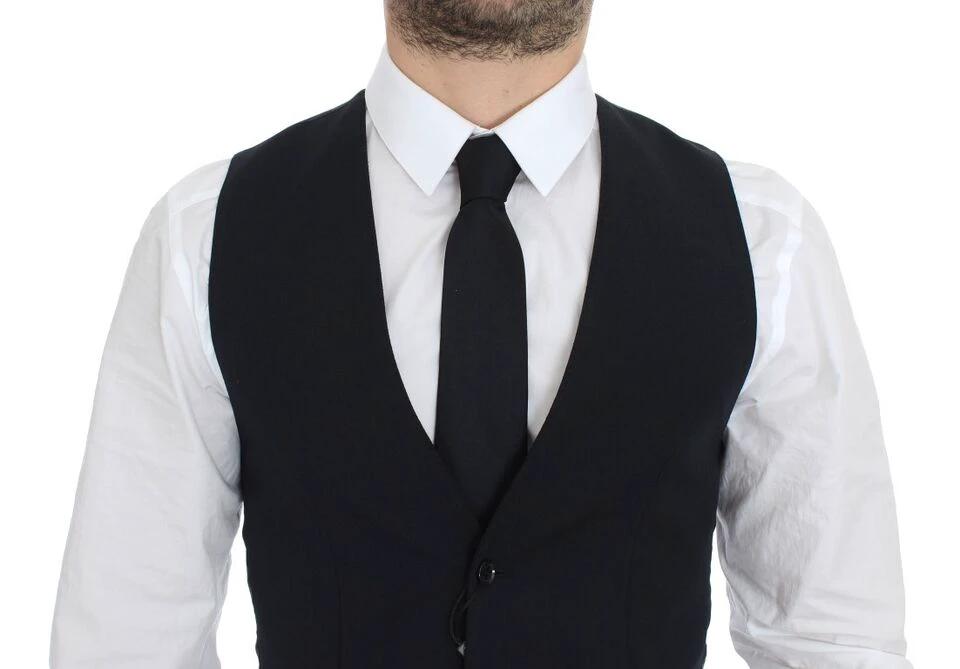 Dolce & Gabbana Blue Wool Formal Dress Vest Gilet by Dolce & Gabbana