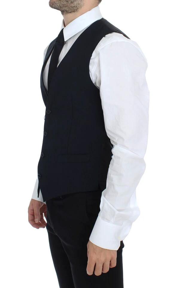 Dolce & Gabbana Blue Wool Formal Dress Vest Gilet by Dolce & Gabbana
