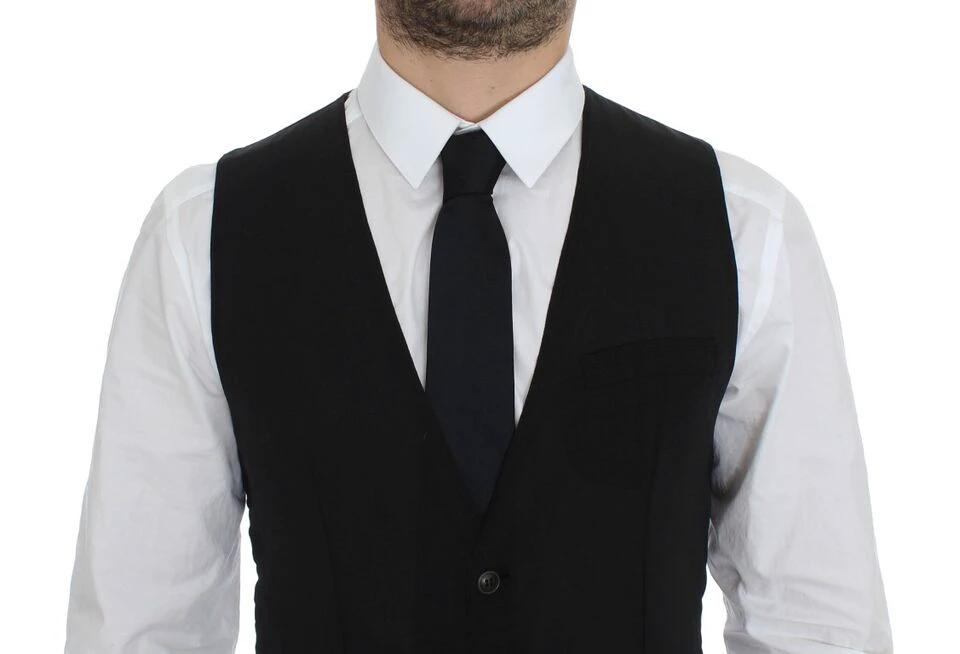 Dolce & Gabbana Black Wool Formal Dress Vest Gilet Jacket by Dolce & Gabbana