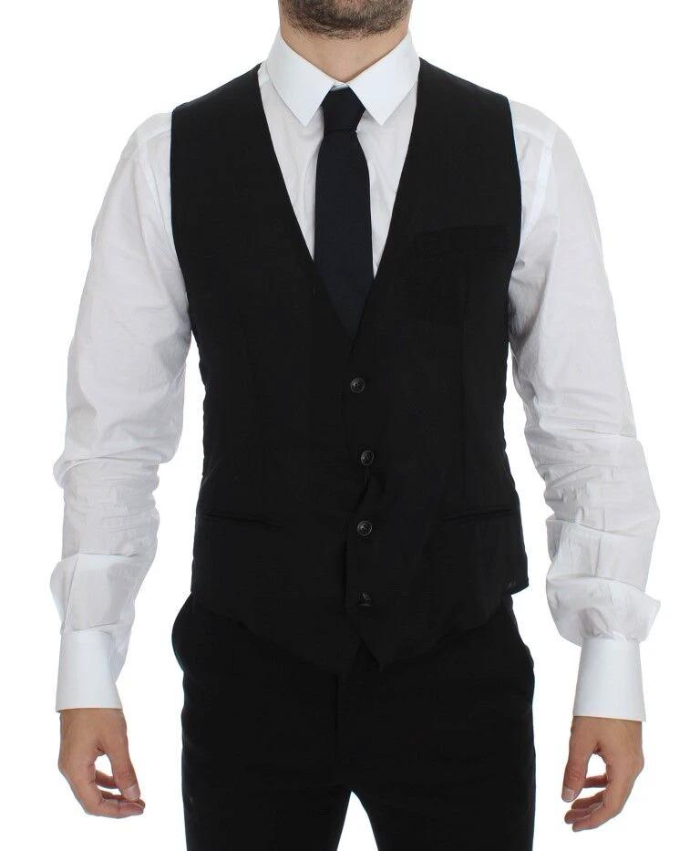 Dolce & Gabbana Black Wool Formal Dress Vest Gilet Jacket by Dolce & Gabbana