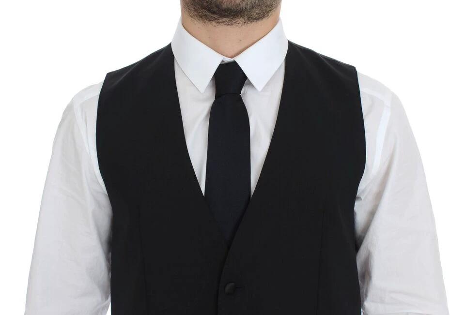 Dolce & Gabbana Black Wool Silk Stretch Dress Vest Blazer by Dolce & Gabbana