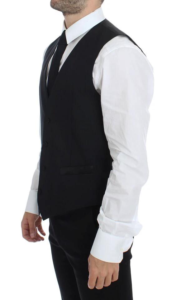 Dolce & Gabbana Black Wool Silk Stretch Dress Vest Blazer by Dolce & Gabbana