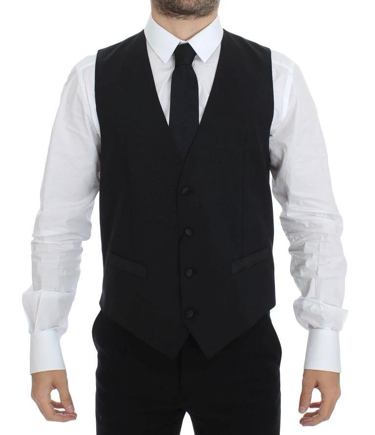 Dolce & Gabbana Black Wool Silk Stretch Dress Vest Blazer by Dolce & Gabbana