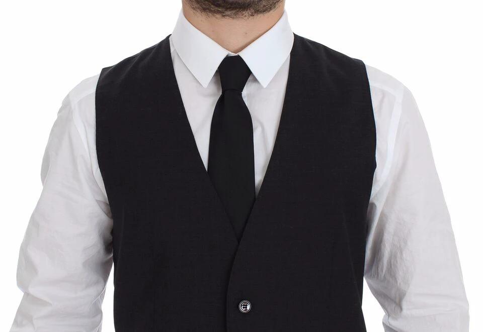 Dolce & Gabbana Gray Slim Fit Button Front Dress Formal Vest by Dolce & Gabbana