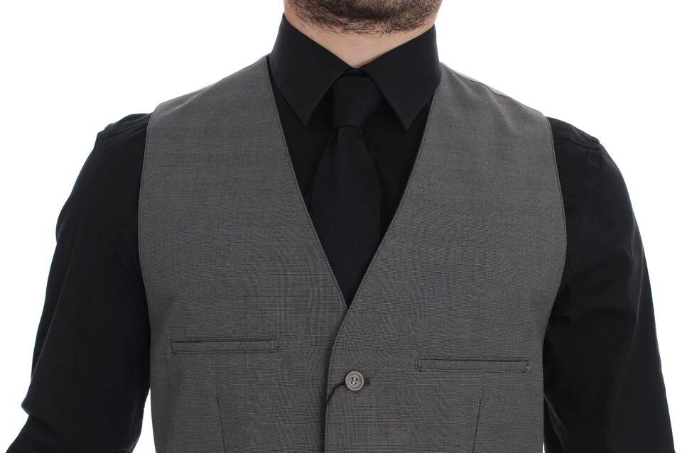Dolce & Gabbana Gray Cotton Slim Fit Button Front Dress Vest by Dolce & Gabbana