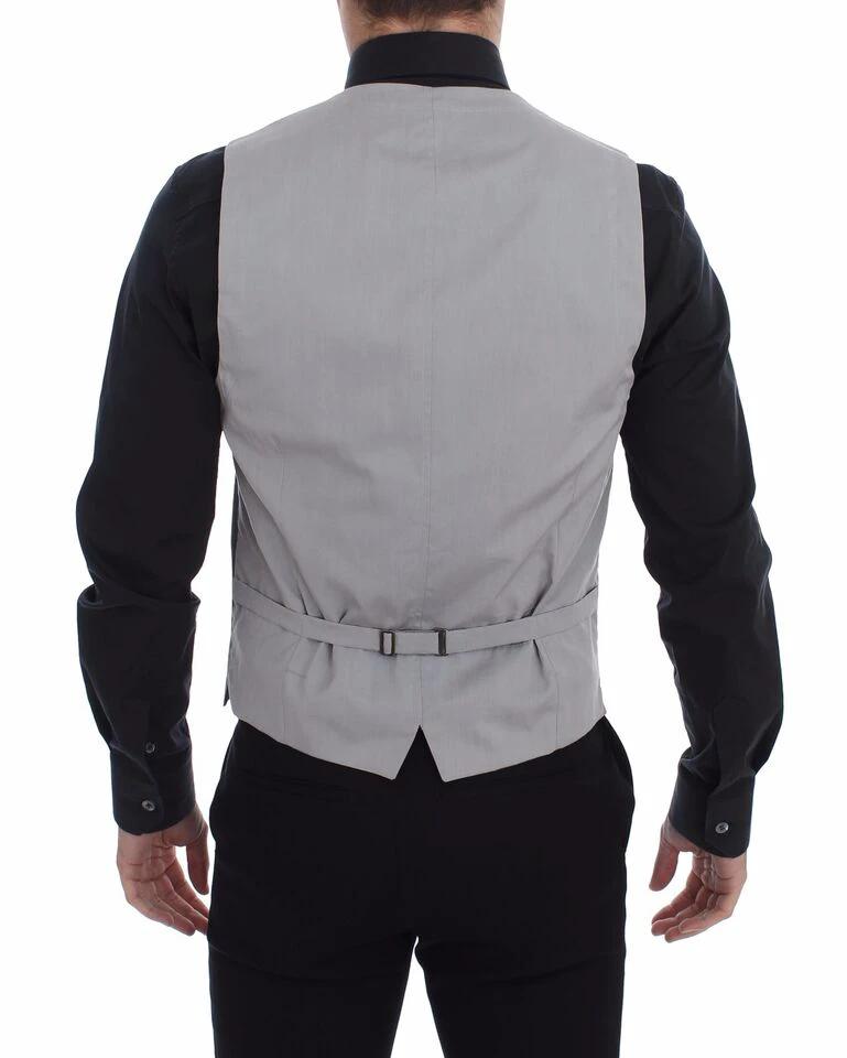 Dolce & Gabbana Gray Cotton Slim Fit Button Front Dress Vest by Dolce & Gabbana
