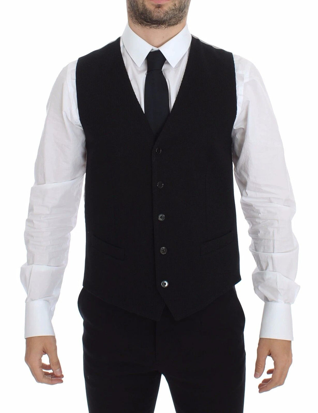 Dolce & Gabbana Black Cotton Dress Vest Blazer Jacket by Dolce & Gabbana