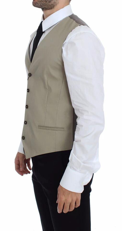 Dolce & Gabbana Beige Cotton Dress Vest Blazer Jacket by Dolce & Gabbana