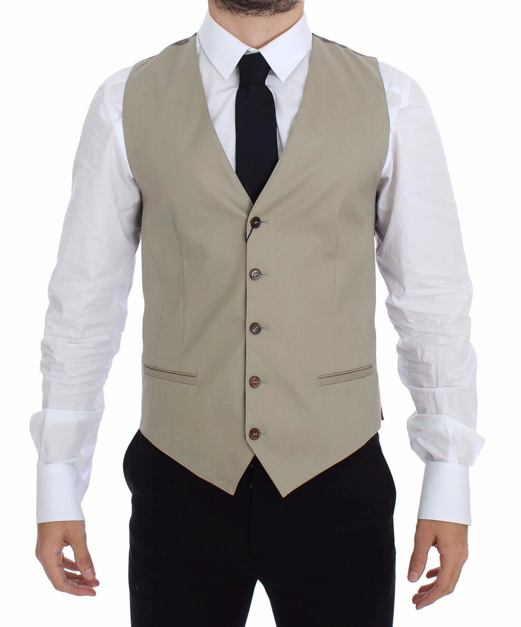 Dolce & Gabbana Beige Cotton Dress Vest Blazer Jacket by Dolce & Gabbana