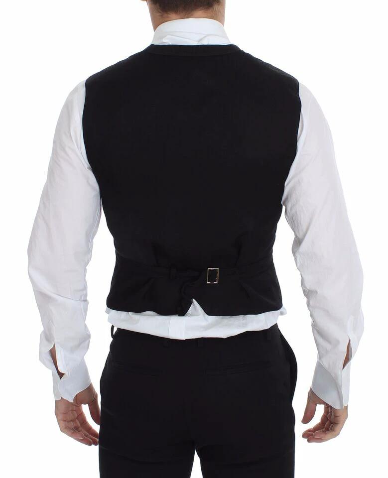 Dolce & Gabbana Black Flax Cotton Dress Vest Blazer by Dolce & Gabbana