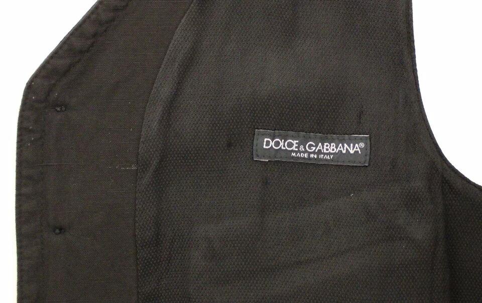Dolce & Gabbana Black Flax Cotton Dress Vest Blazer by Dolce & Gabbana