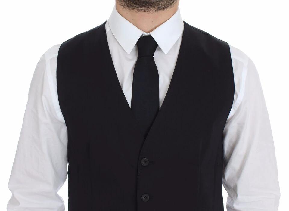 Dolce & Gabbana Blue Cotton Stretch Dress Vest Blazer by Dolce & Gabbana