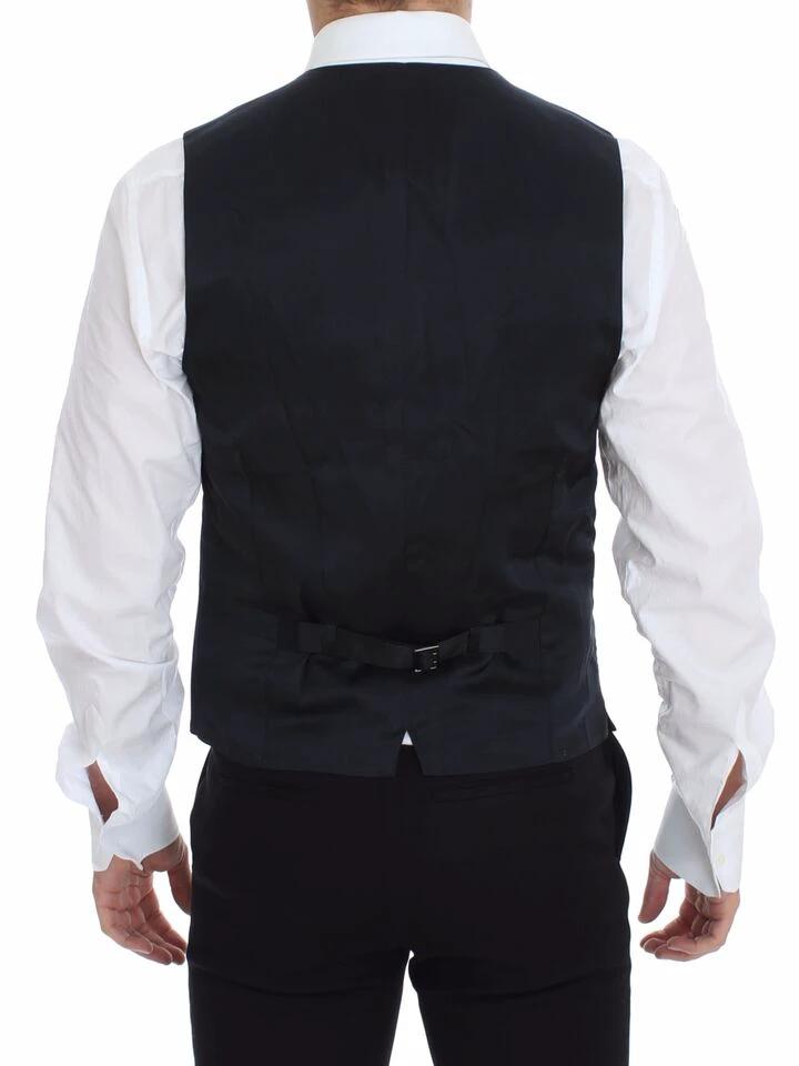 Dolce & Gabbana Blue Cotton Stretch Dress Vest Blazer by Dolce & Gabbana