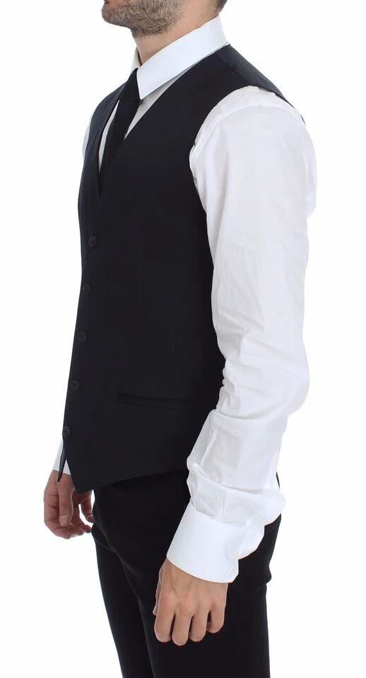 Dolce & Gabbana Blue Cotton Stretch Dress Vest Blazer by Dolce & Gabbana