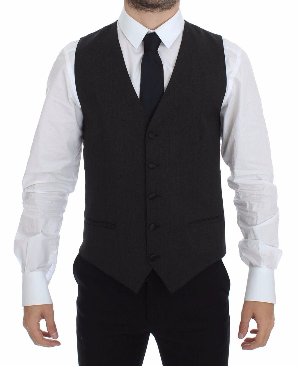 Dolce & Gabbana Gray Wool Stretch Dress Vest Blazer by Dolce & Gabbana