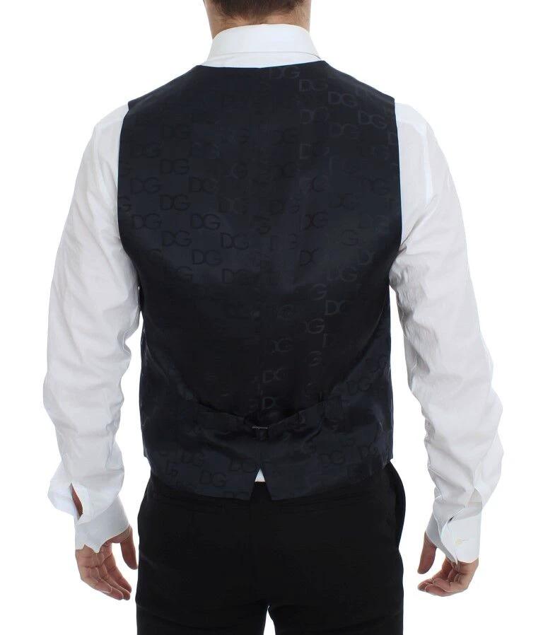 Dolce & Gabbana Gray Striped Wool Silk Dress Vest Gilet by Dolce & Gabbana