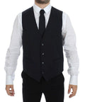 Dolce & Gabbana Gray Striped Wool Silk Dress Vest Gilet by Dolce & Gabbana