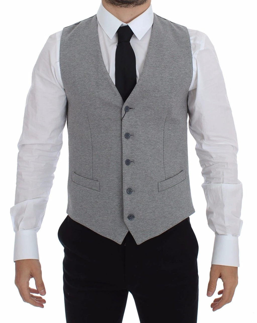 Dolce & Gabbana Gray Cotton Stretch Dress Vest Blazer by Dolce & Gabbana