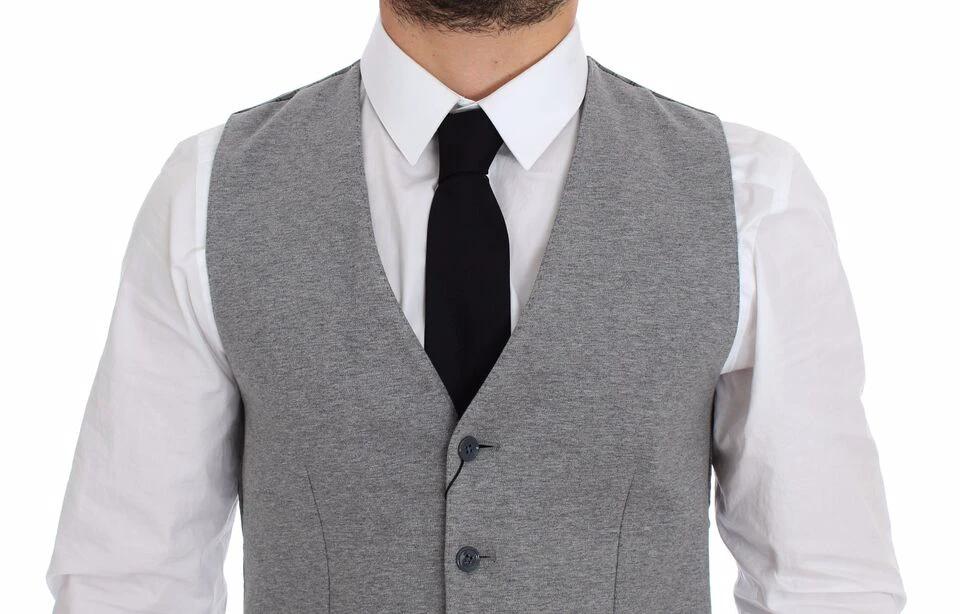 Dolce & Gabbana Gray Cotton Stretch Dress Vest Blazer by Dolce & Gabbana
