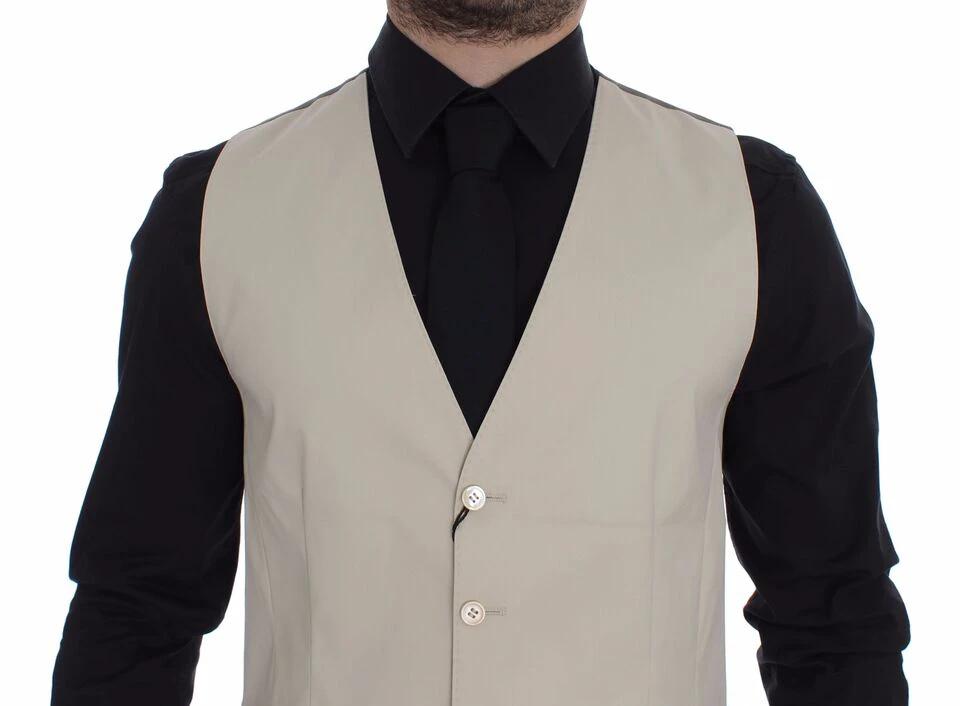 Dolce & Gabbana Beige Cotton Stretch Dress Vest Blazer by Dolce & Gabbana