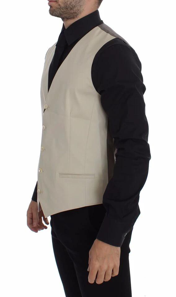 Dolce & Gabbana Beige Cotton Stretch Dress Vest Blazer by Dolce & Gabbana