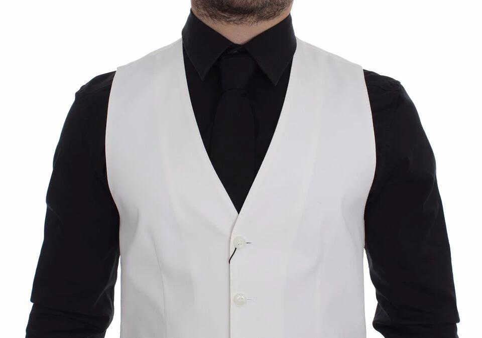 Dolce & Gabbana White Cotton Silk Blend Dress Vest Blazer by Dolce & Gabbana