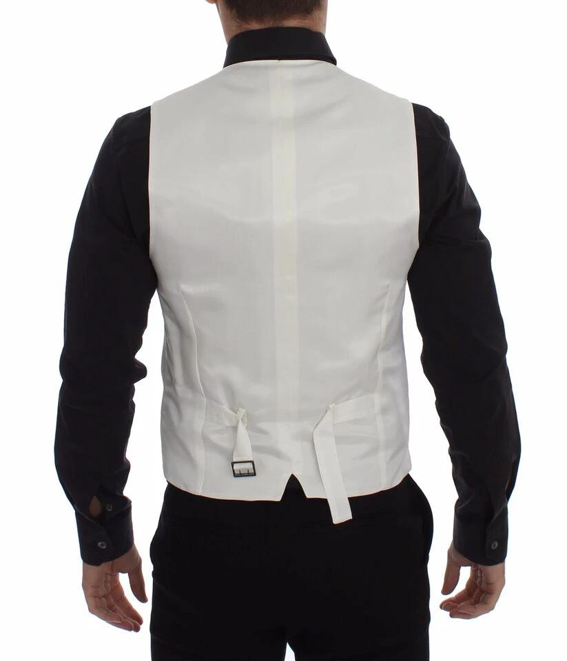 Dolce & Gabbana White Cotton Silk Blend Dress Vest Blazer by Dolce & Gabbana