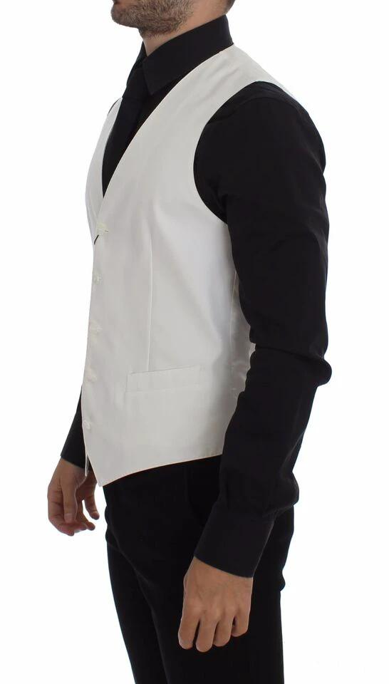Dolce & Gabbana White Cotton Silk Blend Dress Vest Blazer by Dolce & Gabbana