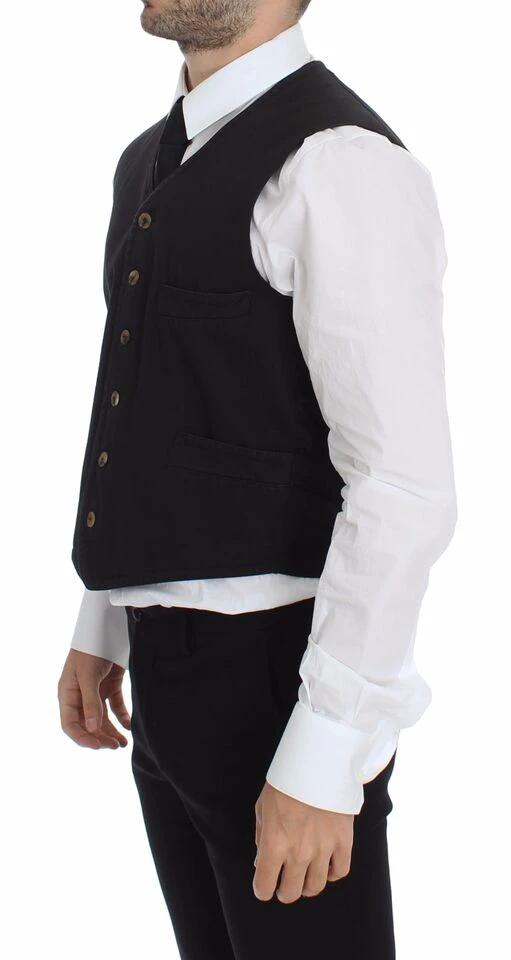 Dolce & Gabbana Black Cotton Viscose Dress Vest Blazer by Dolce & Gabbana