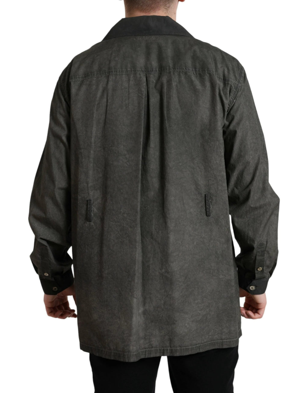 Dolce & Gabbana Dark Gray Cotton Collared Long Sleeves Shirt by Dolce & Gabbana