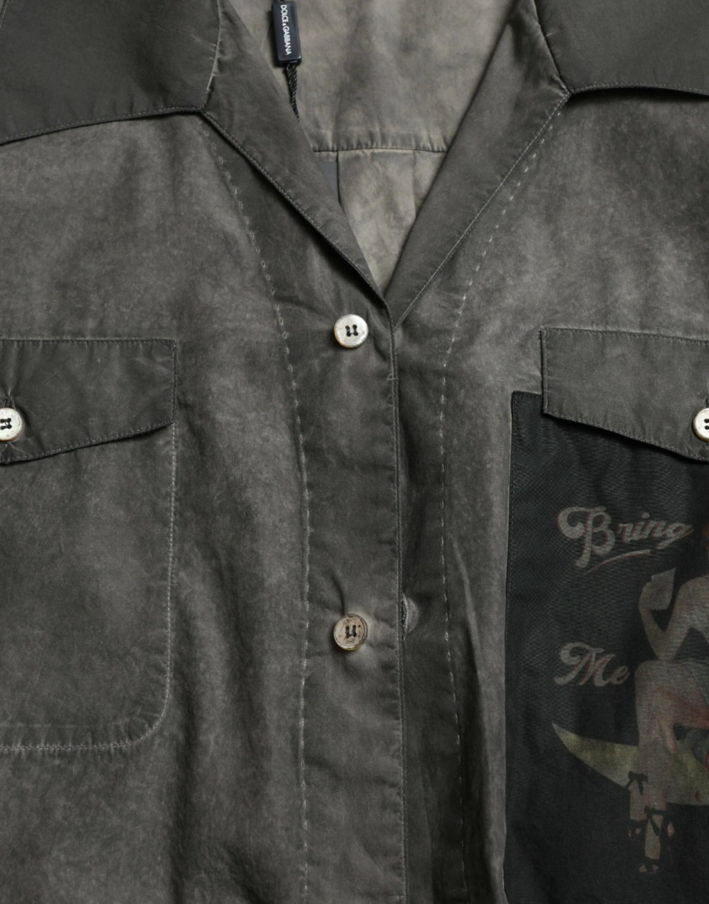 Dolce & Gabbana Dark Gray Cotton Collared Long Sleeves Shirt by Dolce & Gabbana