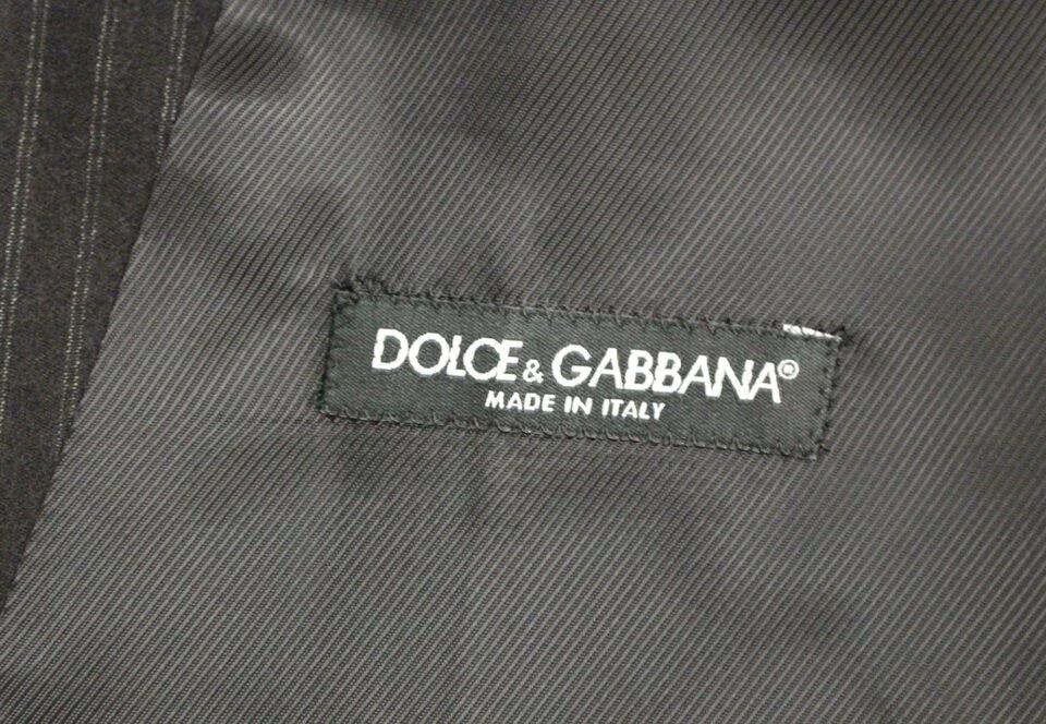Dolce & Gabbana Black Striped Wool Single Breasted Vest by Dolce & Gabbana